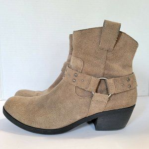 Korks Suede Leather Ankle Booties 8.5 Tan Harness